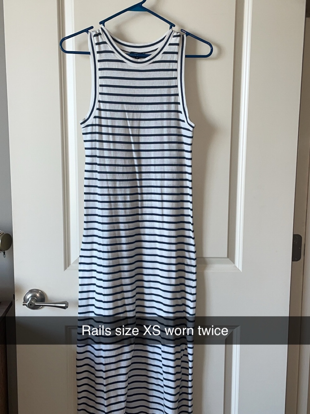Rails White and Navy Striped Sleeveless Maxi Dress